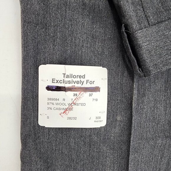 Hart Schaffner Marx Mens 39x37 Gray Wool Cashmere Pleated Unhemmed Trousers - Picture 5 of 7